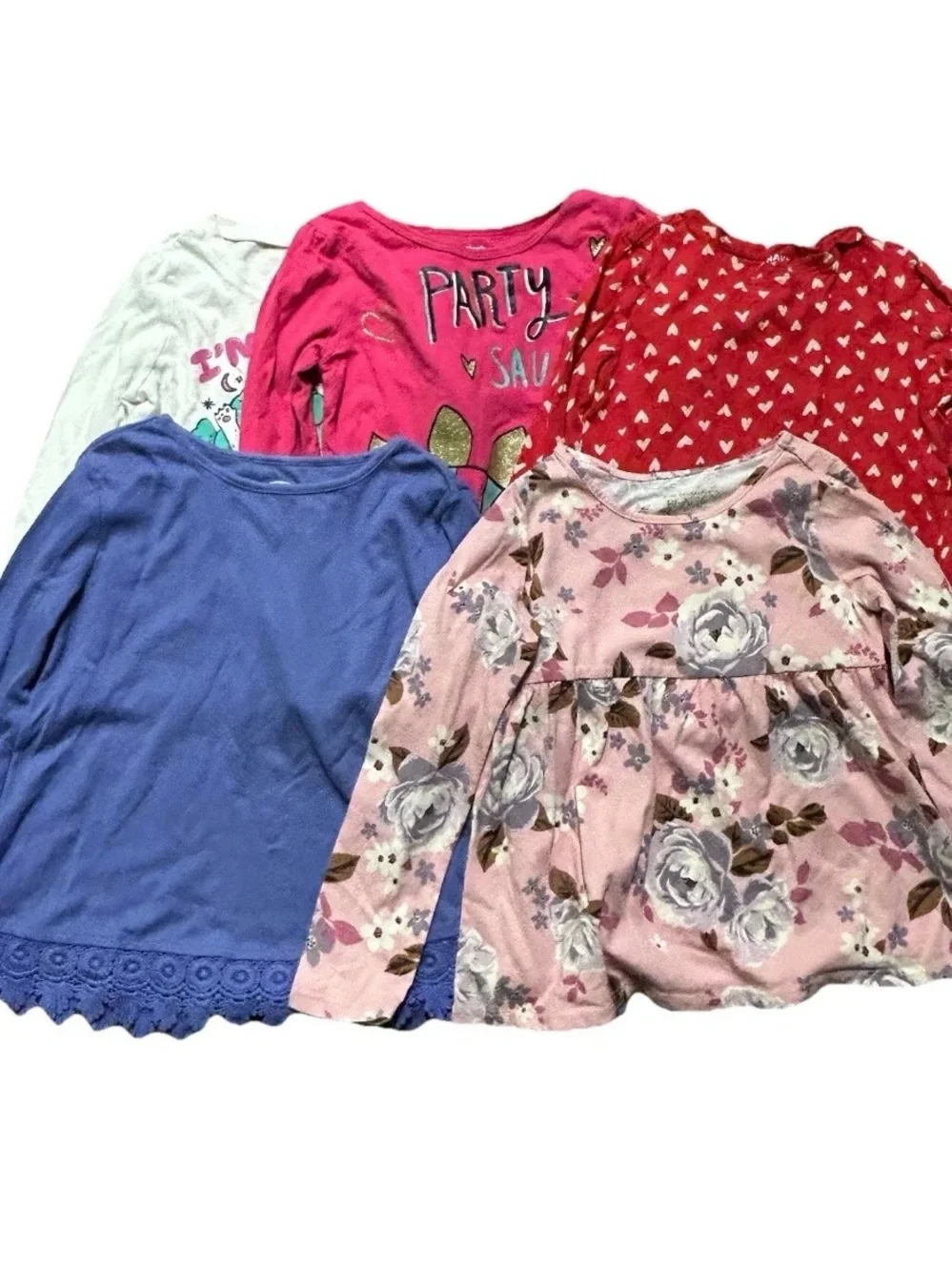 Toddler Girl Long Sleeve Shirts Hearts Floral Winter Size 4T